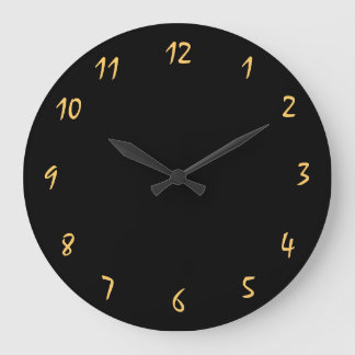 Grande Horloge Ronde Super stylé et élégant noir et doré