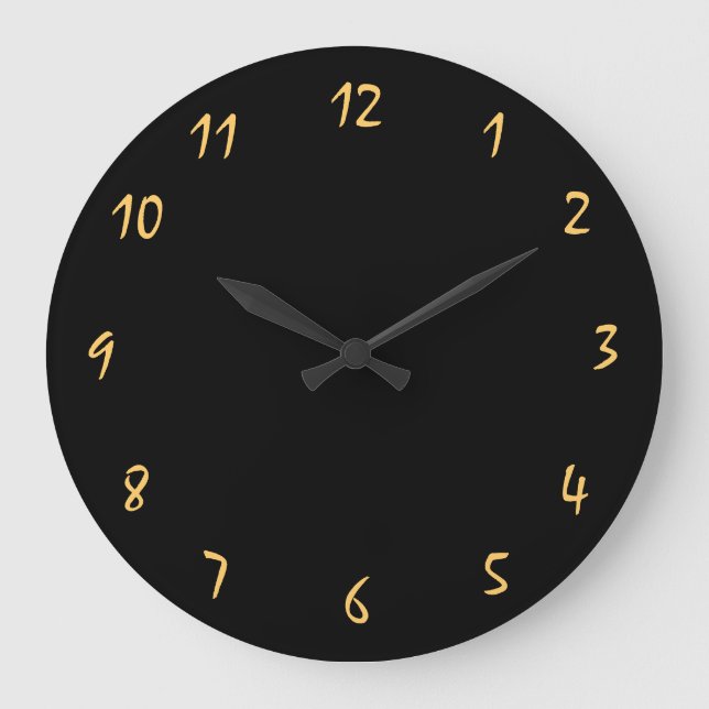 Grande Horloge Ronde Super stylé et élégant noir et or (Recto)