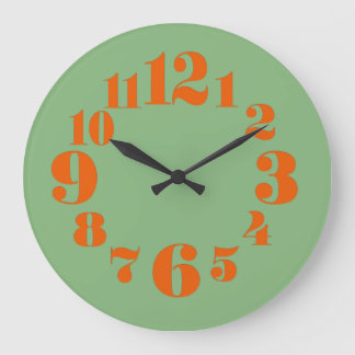 Grande Horloge Ronde Super Vintage/rétro années 1970 Orange et vert