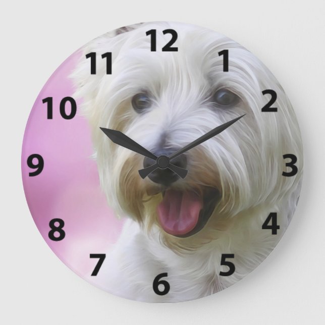 Grande Horloge Ronde Superbe visage Westie (Recto)
