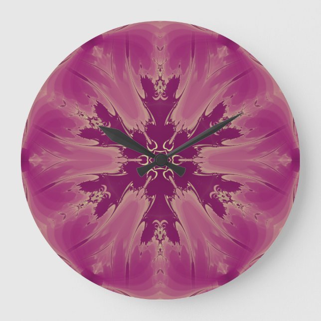 Grande Horloge Ronde Superbes teintes violettes de fleurs exotiques (Recto)