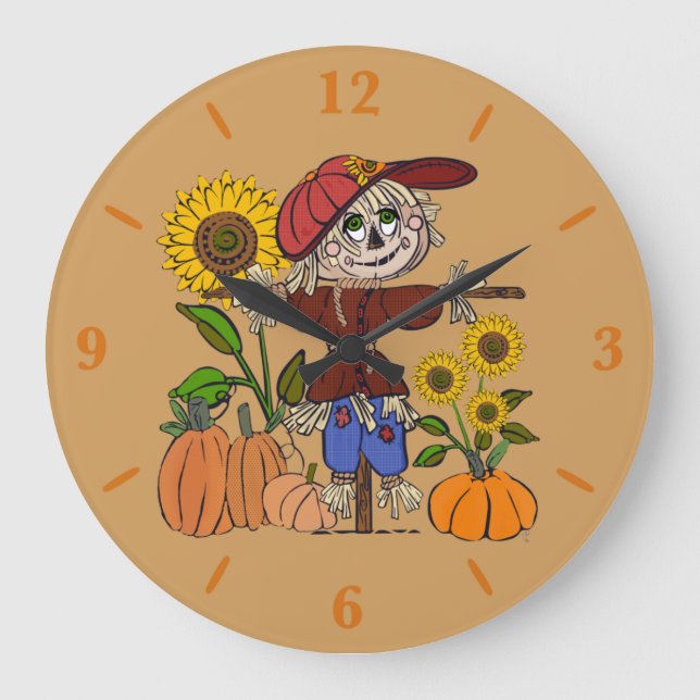 Grande Horloge Ronde Supercute Scarecrow Large Round Wall Art Clock (Recto)