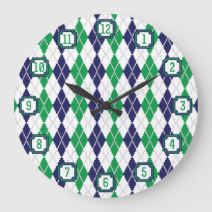 Grande Horloge Ronde Sur l'horloge du Jacquard vert