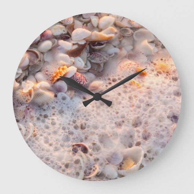 Grande Horloge Ronde Surf Et Coquillages Entrants Sur L'Île De Sanibel (Recto)