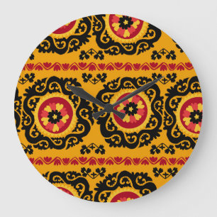 Grande Horloge Ronde Suzanne de tapis asiatique : Broderie traditionnel