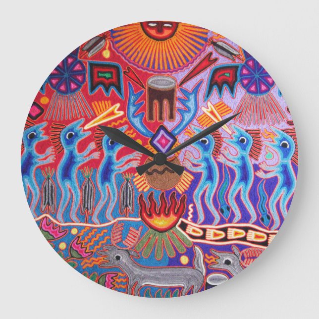 Grande Horloge Ronde SW Huichol Peyote Cérémonie rituelle de la cérémon (Recto)