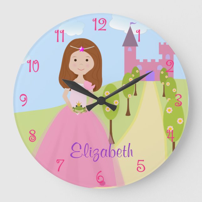 Grande Horloge Ronde Sweet Auburn Hair Princesse Personnalisée (Recto)