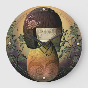Grande Horloge Ronde Sweet Kokeshi Doll Personalized Monogram