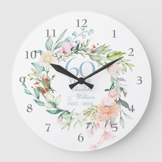 Grande Horloge Ronde Sweet Summer Roses Garland 60e / 75e anniversaire (Recto)