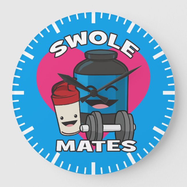 Grande Horloge Ronde SWOLEMATATES Funny Bodybuilding Protein Shake (Recto)
