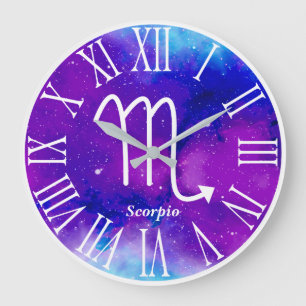 Grande Horloge Ronde Symbole branché Zodiac Nebula Scorpio
