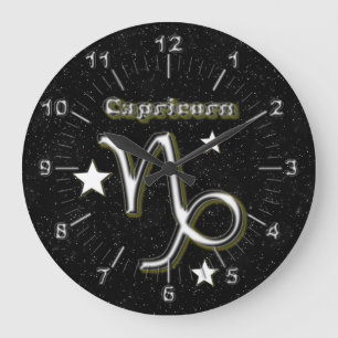 Grande Horloge Ronde Symbole Capricorne