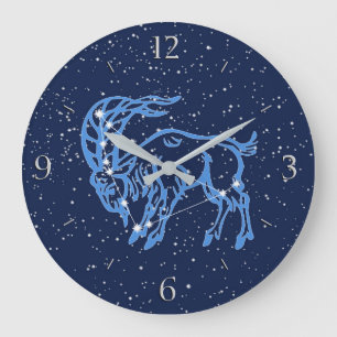 Grande Horloge Ronde Symbole Capricorne Constellation et Zodiaque avec