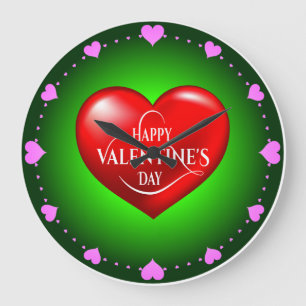 Grande Horloge Ronde Symbole d'amour rouge 3d en forme de coeur-50420