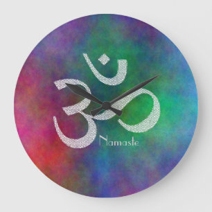Grande Horloge Ronde Symbole d'Aum Om