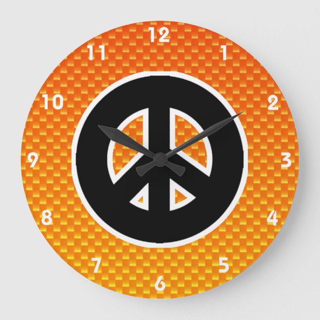 GRANDE HORLOGE RONDE SYMBOLE DE LA PAIX JAUNE ORANE (Recto)