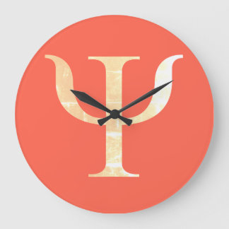 Grande Horloge Ronde Symbole de la science psychologie Rouge Orange Hor