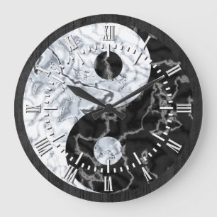 Grande Horloge Ronde Symbole de marbre de Yin Yang