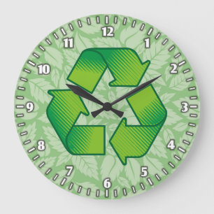 Grande Horloge Ronde Symbole de recyclage