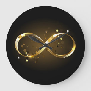 Grande Horloge Ronde Symbole d'infini doré