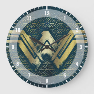 Grande Horloge Ronde Symbole d'or brossé Wonder Woman