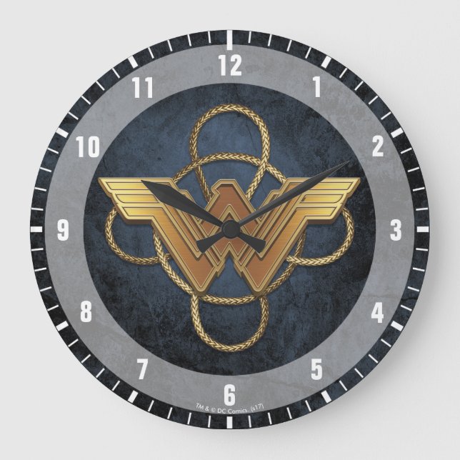 Grande Horloge Ronde Symbole d'or Wonder Woman sur Lasso (Recto)