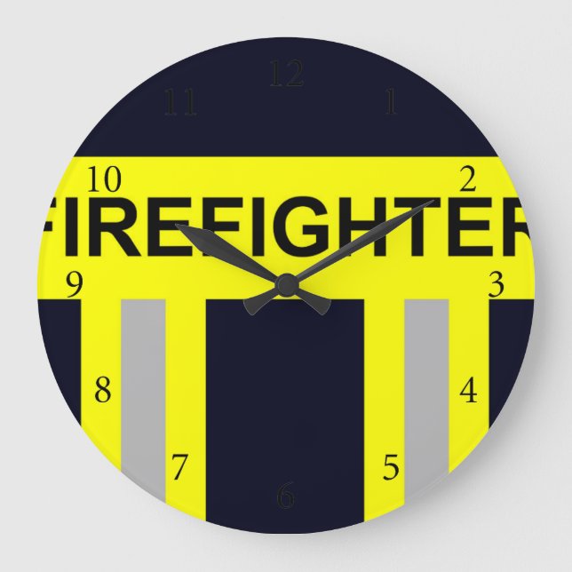 Grande Horloge Ronde Symbole Feuerwehr Uniforme Blau Große Wanduhr (Recto)