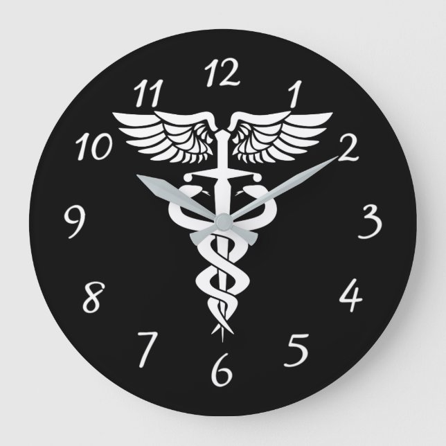 Grande Horloge Ronde Symbole médical de Caduceus (Recto)