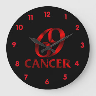 Grande Horloge Ronde Symbole rouge d'horoscope de Cancer