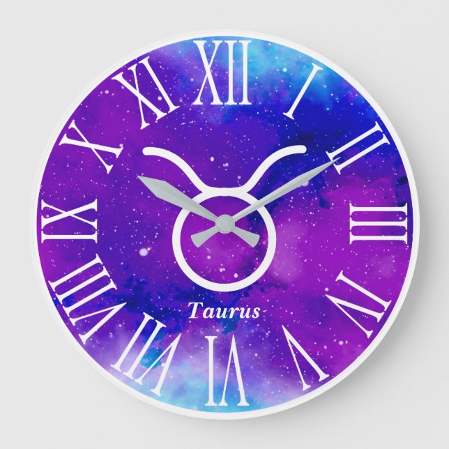 Grande Horloge Ronde Symbole Taurus du Zodiac branché (Recto)