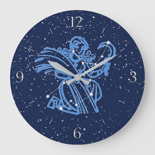 Grande Horloge Ronde Symbole Virgo Constellation et Zodiac avec étoiles (Recto)