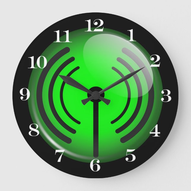 Grande Horloge Ronde Symbole WiFi (Recto)