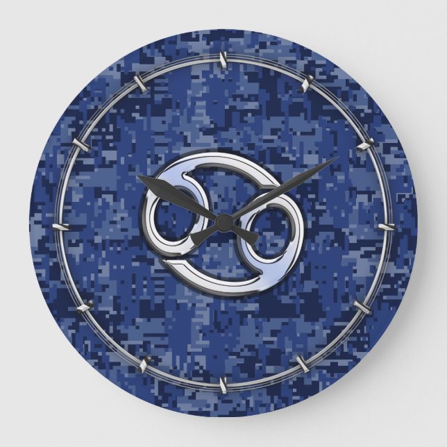 Grande Horloge Ronde Symbole Zodiaque du cancer de l'argent Marine Cami (Recto)
