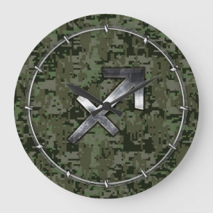 Grande Horloge Ronde Symbole zodiaque Sagittarius sur Camo numérique ve