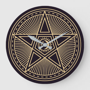 Grande Horloge Ronde Symboles Wiccan