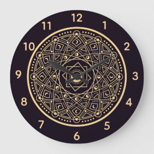 Grande Horloge Ronde Symboles Wiccan