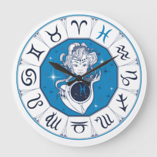 Grande Horloge Ronde Symboles zodiaques