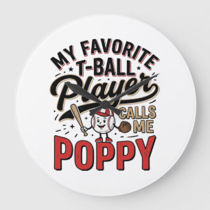 Grande Horloge Ronde T-Ball Poppy Vintage Gravure Design de T-shirt_1