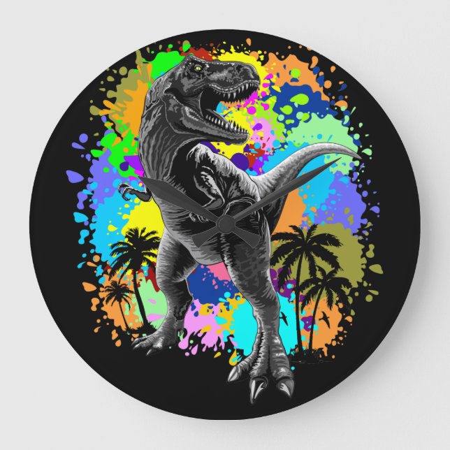 Grande Horloge Ronde T-Rex Dinosaur Jurassic Reptile Acrylic Wall Clock (Recto)