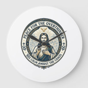 Grande Horloge Ronde T-Shirt Affirmations de santé mentale de Jésus Ins