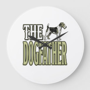 Grande Horloge Ronde T-shirt avec gravure vintage Terrier Dog Father_