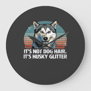 Grande Horloge Ronde T-shirt classique pailleté chien husky sibérien dr