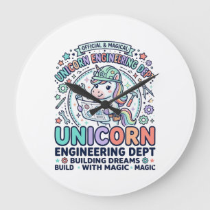 Grande Horloge Ronde T-Shirt D Département d'ingénierie Licorne Typogra