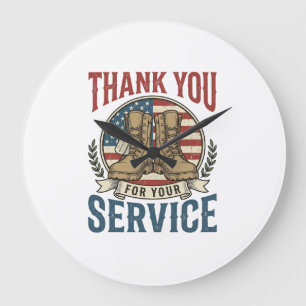 Grande Horloge Ronde T-shirt de bottes militaires de remerciement pour