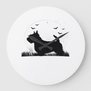 Grande Horloge Ronde T-shirt de la classe de silhouette de lune d'Hallo