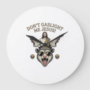 Grande Horloge Ronde T-shirt design de gravure vintage Jésus Possum drô