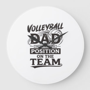 Grande Horloge Ronde T-shirt drôle de papa de volley-ball vintage posit