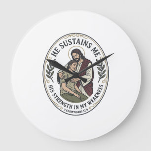 Grande Horloge Ronde T-Shirt Encouragement de Jésus pour Maladie Chroni
