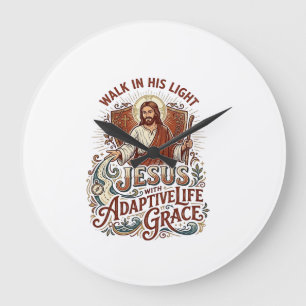 Grande Horloge Ronde T-Shirt Encouragement pour Handicapés Jésus Inspir