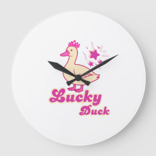 Grande Horloge Ronde T-shirt femme Lucky Duck Design Moderne